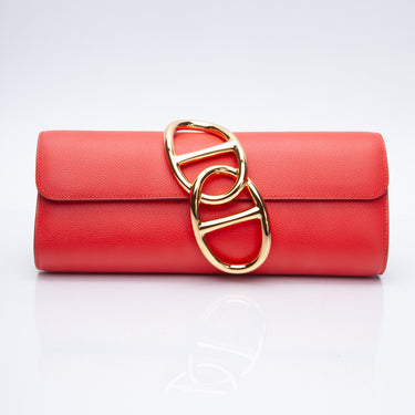 HERMES Evercolor Egee Rouge Tomate Clutch