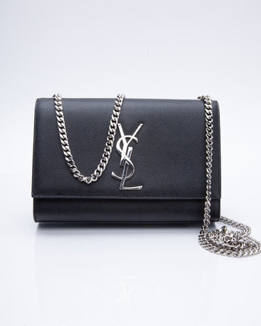 Saint Laurent Kate Wallet on Chain Tassel Black in Smooth Leather with  Gold-tone - US