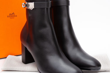 HERMES Black Calfskin Saint Germain Ankle Boots 36.5 (New)