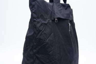 PRADA Black Nero Triangle Enamel Logo Lightweight Shopping Tote Bag