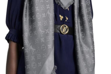 LOUIS VUITTON Charcoal Grey Monogram Shine Shawl (New)