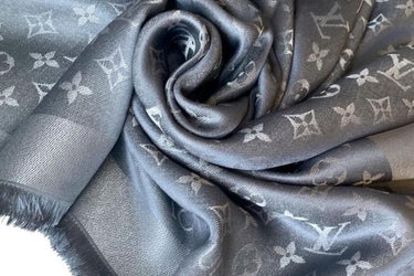 LOUIS VUITTON Charcoal Grey Monogram Shine Shawl (New)