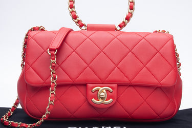 CHANEL Medium in The Loop Red Quilted Lambskin Leather Flap Bag