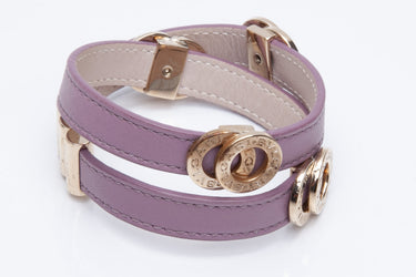 BVLGARI Double Purple Coiled Leather Bracelet