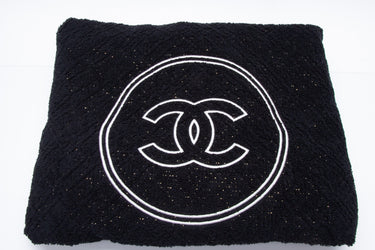 CHANEL CC Logo Black Beach Towel