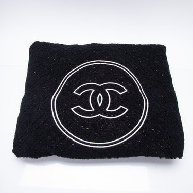 CHANEL CC Logo Black Beach Towel