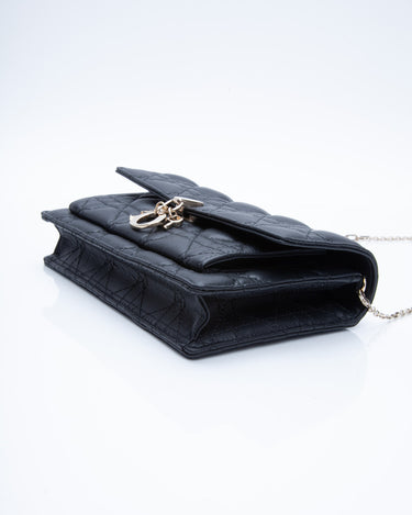 DIOR LADY DIOR CHAIN POUCH Black Cannage Lambskin crossbody