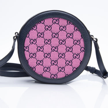 GUCCI GG Canvas Pink Blue Round Crossbody Bag