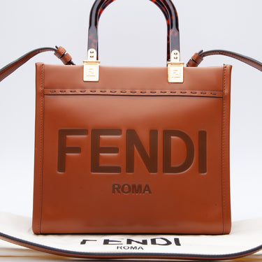 FENDI Sunshine Small Brown leather shopper (New)