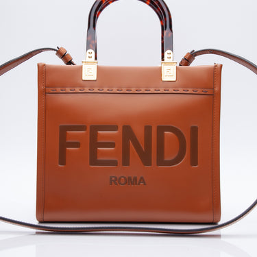 FENDI Sunshine Small Brown leather shopper (New)