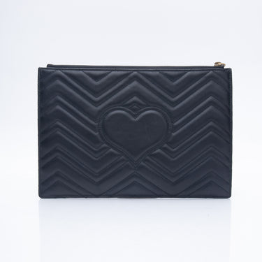 GUCCI GG Marmont Black Leather Pouch