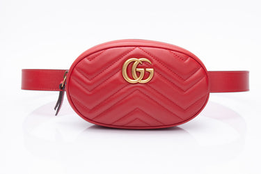 GUCCI Red Matelasse GG Marmont Belt Bag Size 85