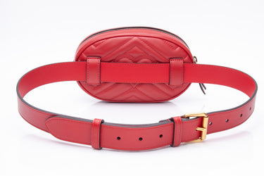 GUCCI Red Matelasse GG Marmont Belt Bag Size 85