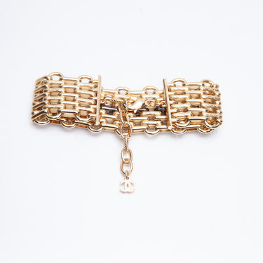 CHANEL Gold Silver Crystal Bracelet