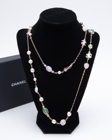 Chanel Pearl Stone and Crystal Multicolor CC Long Necklace