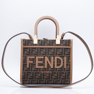 Fendi Sunshine Small Brown FF jacquard fabric shopper (New)