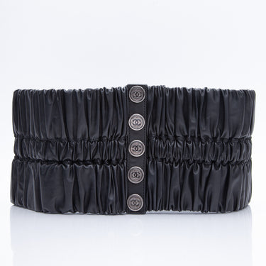 Chanel Wide Corset Black Lambskin Leather Belt Limited Edition Size 70
