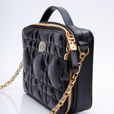DIOR CARO BOX BAG Black Quilted Macrocannage Calfskin (NEW)