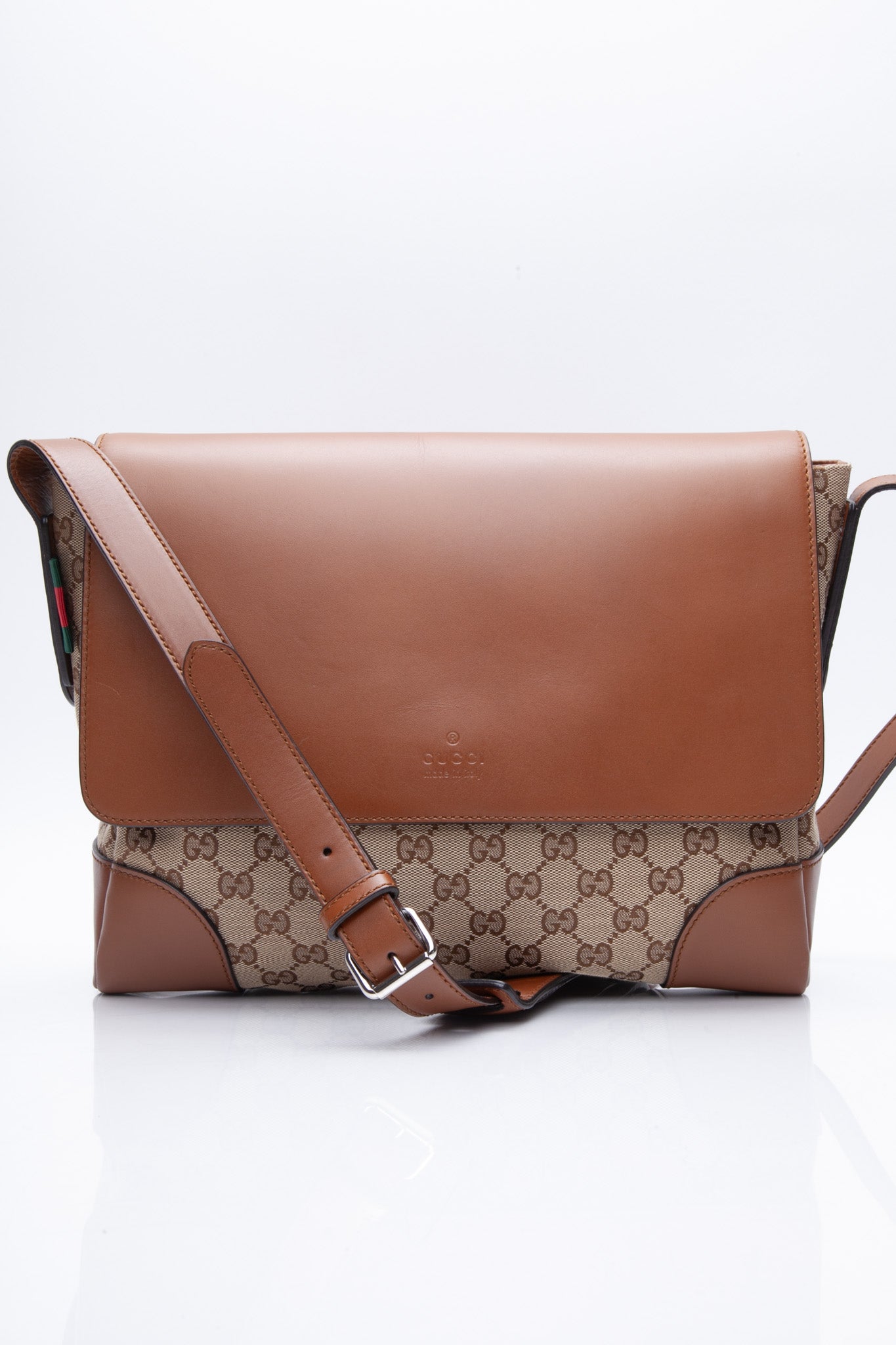 Gucci Web Messenger Bag GG Coated Canvas Small Brown 2198353