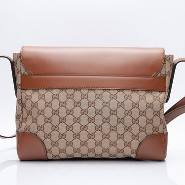 GUCCI Brown GG Coated Canvas Messenger Crossbody Bag
