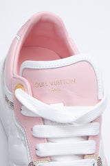 LOUIS VUITTON Monogram Embossed Calfskin Damier Azur Time Out Sneakers 39  Rose Clair Pink 1070908
