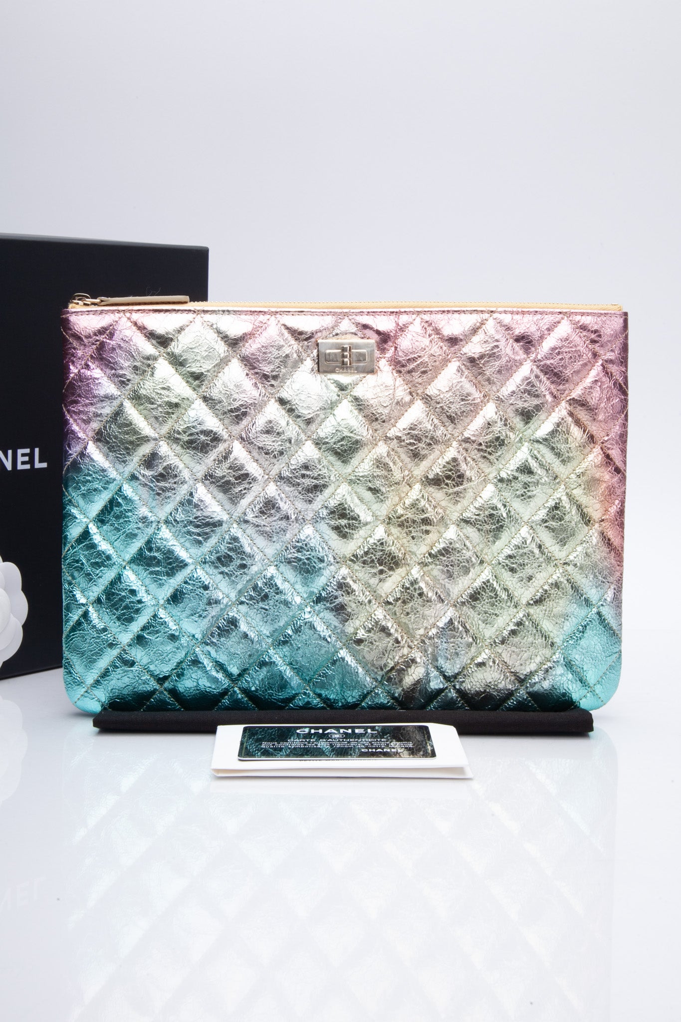 Chanel Quilted Reissue Rainbow O Case Clutch
