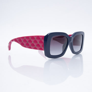 CHANEL Sunglasses Navy and Pink Acetate Quilted CC