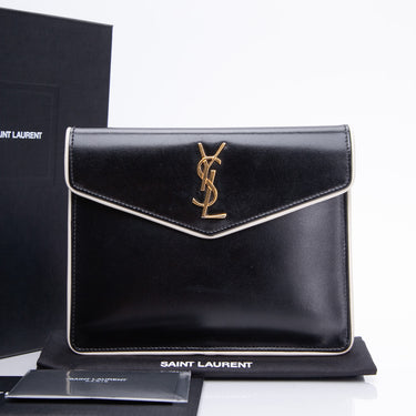 SAINT LAURENT Uptown Small Pouch Black/White
