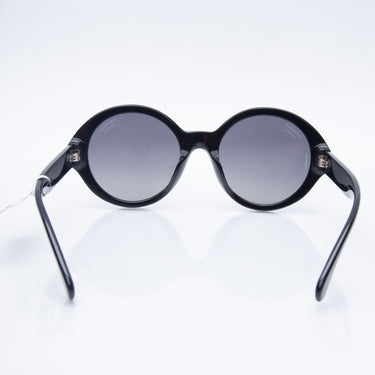 CHANEL Sunglasses Black Round Gold Chain CC