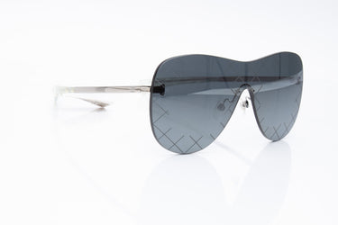 CHANEL Silver Acetate Shield Runway Sunglasses