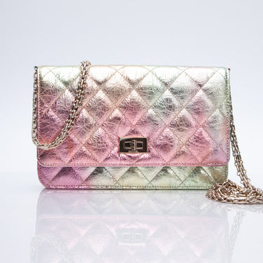 CHANEL Metallic Goatskin Quilted Reissue Wallet on Chain WOC