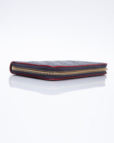 Louis Vuitton Navy Red Clémence Empreinte Leather Wallet