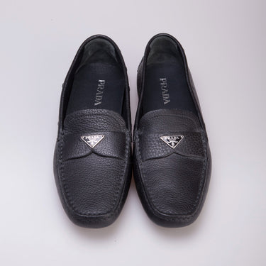 PRADA Black Triangle Logo Leather Size 38.5