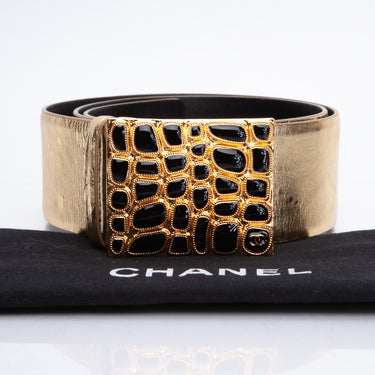 Chanel Gold Leather Belt & Buckle 85