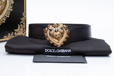 DOLCE & GABBANA Black Devotion Belt in Lux Leather 75 30