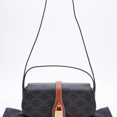 CELINE Clutch on Strap Tabou in Triomphe Canvas and Calfskin (NEW)
