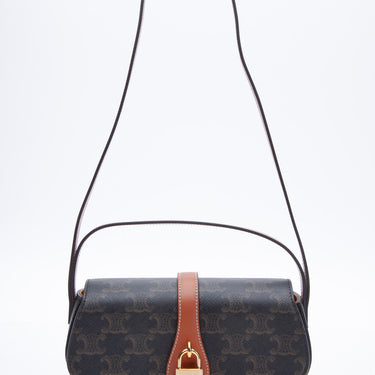 CELINE Clutch on Strap Tabou in Triomphe Canvas and Calfskin (NEW)