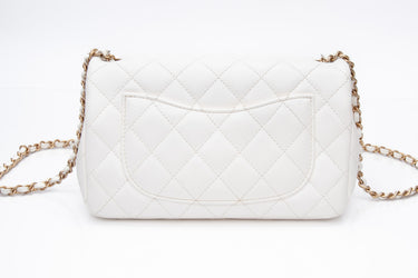 CHANEL Calfskin Quilted Mini Romance Rectangular Flap White