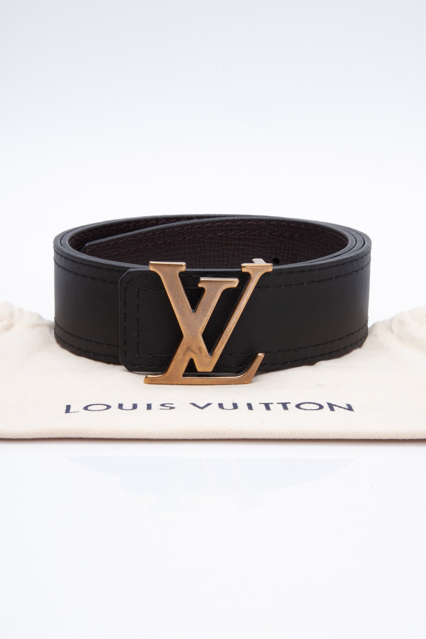 LOUIS VUITTON Monogram Canvas LV Initials Belt Brown Size 85/34