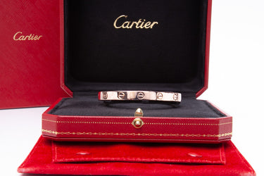 CARTIER 18K Love Bracelet Cuff Pink Gold Sz 16