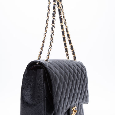 CHANEL Caviar Quilted Classic Maxi Double Black Flap Bag