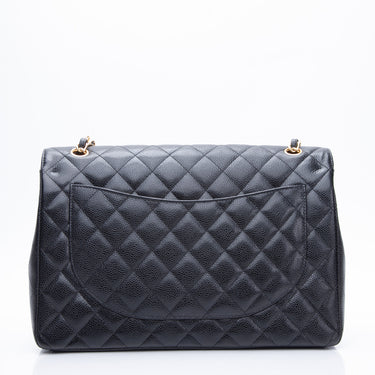 CHANEL Caviar Quilted Classic Maxi Double Black Flap Bag