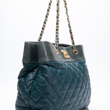 CHANEL Green Supple Soft Elegance Tote Large Bag