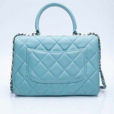 CHANEL Baby Blue Lambskin Quilted Trendy CC Top Handle Flap Crossbody Bag