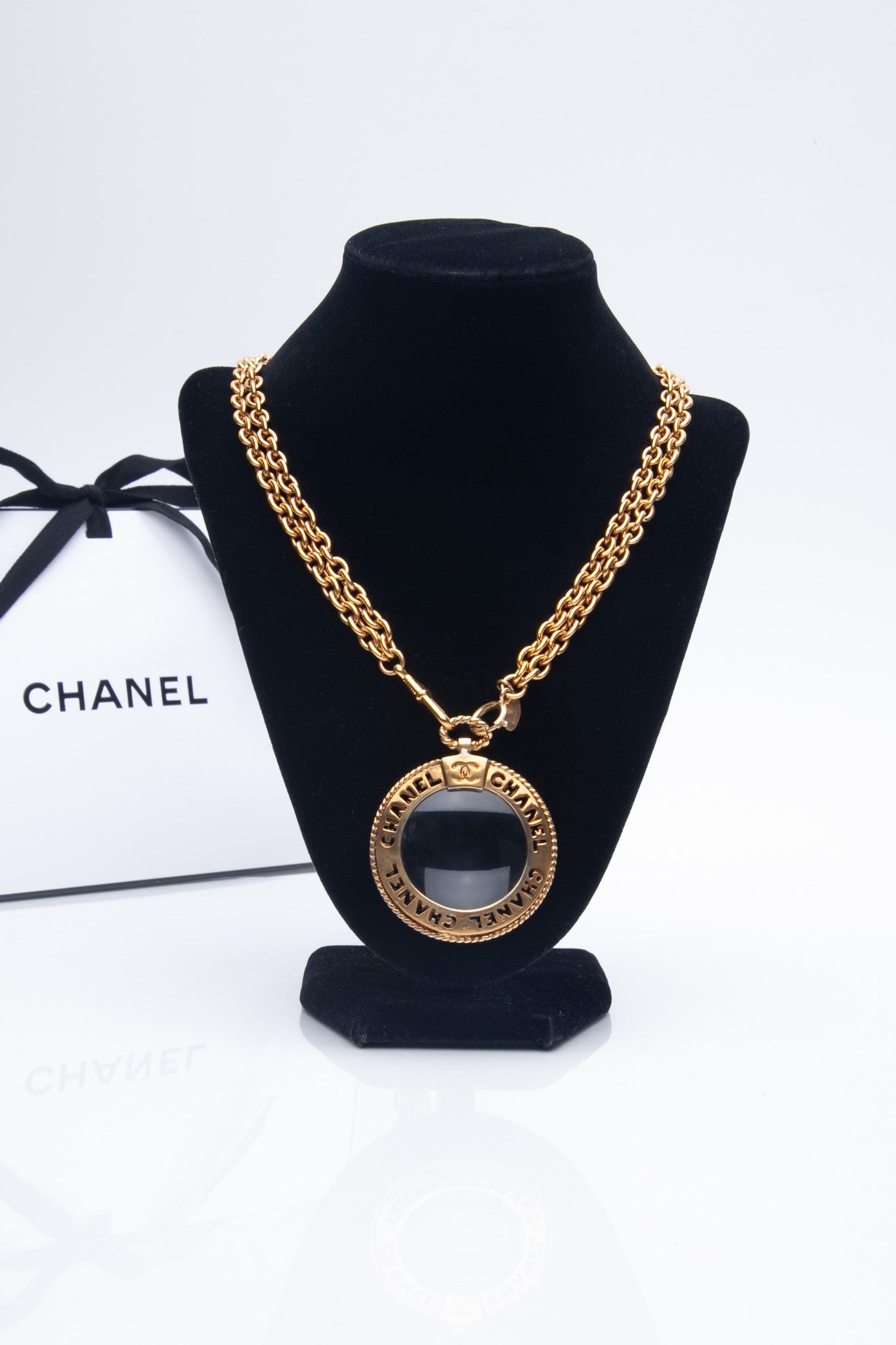 Chanel Vintage Gold CC Loupe Necklace