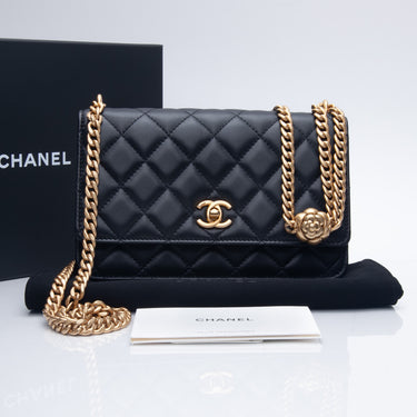 CHANEL Lambskin Quilted Trendy CC Wallet On Chain WOC Blue