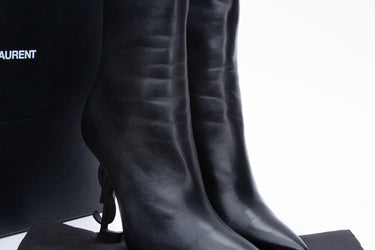 SAINT LAURENT Black Opyum Leather Booties 36.5