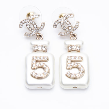 CHANEL CC Logo Number 5 Perfume Bottle Drop Earrings
