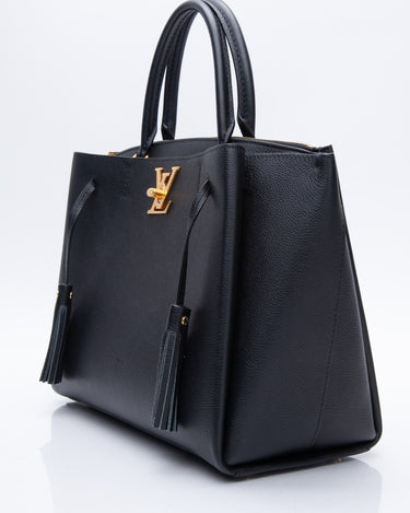 LOUIS VUITTON Lockmeto Black Leather Tassel Tote Bag