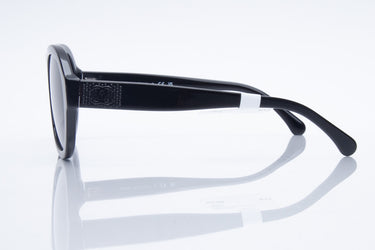 CHANEL Pilot Acetate and Strass Black Frame Sunglasses